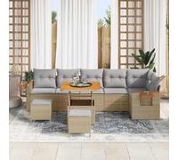 SKM Ensemble de canapé de Jardin 9 pcs Beige et Gris Clair,Meubles,Mobilier de Jardin,Sièges de Jardin,Canapés de Jardin,Beige,72.5KG,3363192