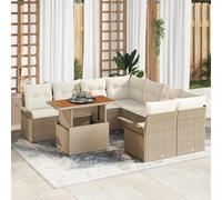 SKM Ensemble de canapé de Jardin avec Coussin 9 pcs Beige et crème,Meubles,Mobilier de Jardin,Sièges de Jardin,Canapés de Jardin,Beige,78.5KG,3349315