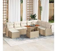 SKM Ensemble de canapé de Jardin avec Coussin 9 pcs Beige et crème,Meubles,Mobilier de Jardin,Sièges de Jardin,Canapés de Jardin,Beige,75.5KG,3349623