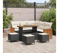 SKM Ensemble de canapé de Jardin avec Coussin 9 pcs Noir et crème,Meubles,Mobilier de Jardin,Sièges de Jardin,Canapés de Jardin,Noir,71.5KG,3363310