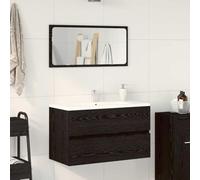 SKM Ensemble de Meubles de Salle de Bain 2 pcs Chêne Noir,Meubles,Ensembles de Meubles,Ensembles de mobilier pour salles de Bains,Noir,23.15KG,863137