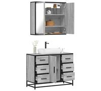 SKM Ensemble de Meubles de Salle de Bain 2 pcs Sonoma Gris,Meubles,Ensembles de Meubles,Ensembles de mobilier pour salles de Bains,Gris,49.3KG,3300903