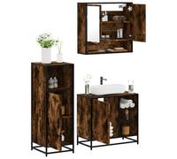 SKM Ensemble de Meubles de Salle de Bain 3 pcs Chêne fumé,Meubles,Ensembles de Meubles,Ensembles de mobilier pour salles de Bains,Brun,58.15KG,3300997