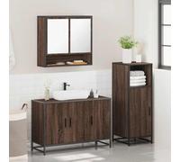 SKM Ensemble de Meubles de Salle de Bain 3 pcs Chêne Marron,Meubles,Ensembles de Meubles,Ensembles de mobilier pour salles de Bains,Brun,62.15KG,3300984