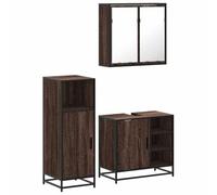 SKM Ensemble de Meubles de Salle de Bain 3 pcs Chêne Marron,Meubles,Ensembles de Meubles,Ensembles de mobilier pour salles de Bains,Brun,59.15KG,3300969