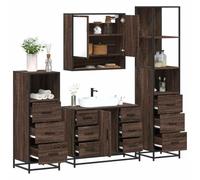 SKM Ensemble de Meubles de Salle de Bain 4 pcs chêne Marron,Meubles,Ensembles de Meubles,Ensembles de mobilier pour salles de Bains,Brun,100.8KG,3301294