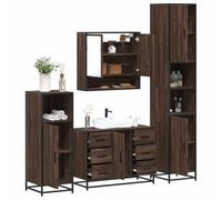 SKM Ensemble de Meubles de Salle de Bain 4 pcs chêne Marron,Meubles,Ensembles de Meubles,Ensembles de mobilier pour salles de Bains,Brun,109.15KG,3301234