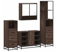 SKM Ensemble de Meubles de Salle de Bain 4 pcs chêne Marron,Meubles,Ensembles de Meubles,Ensembles de mobilier pour salles de Bains,Brun,96.2KG,3301304