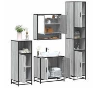 SKM Ensemble de Meubles de Salle de Bain 4 pcs Sonoma Gris,Meubles,Ensembles de Meubles,Ensembles de mobilier pour salles de Bains,Gris,96.5KG,3301218