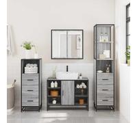 SKM Ensemble de Meubles de Salle de Bain 4 pcs Sonoma Gris,Meubles,Ensembles de Meubles,Ensembles de mobilier pour salles de Bains,Gris,96.85KG,3301273