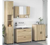 SKM Ensemble de mobilier de Salle de Bain 4 pcs Chêne Sonoma,Meubles,Ensembles de Meubles,Ensembles de mobilier pour salles de Bains,Marron,89.64KG,3393085