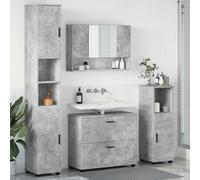 SKM Ensemble de mobilier de Salle de Bain 4 pcs Gris béton,Meubles,Ensembles de Meubles,Ensembles de mobilier pour salles de Bains,Gris,82.15KG,3393046
