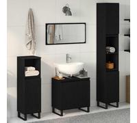 SKM Ensemble de mobilier de Salle de Bain avec Stockage 3 pcs Noir,Meubles,Ensembles de Meubles,Ensembles de mobilier pour salles de Bains,Noir,49.7KG,3333100