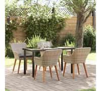 SKM Ensemble de Salle à Manger 5 pcs Gris Clair Poly rotin,Meubles,Mobilier de Jardin,Salons de Jardin,Noir,53.6KG,3261714