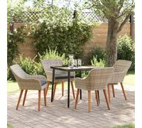 SKM Ensemble de Salle à Manger 5 pcs Gris Clair Poly rotin,Meubles,Mobilier de Jardin,Salons de Jardin,Noir,47.2KG,3261706