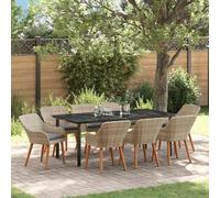 SKM Ensemble de Salle à Manger 9 pcs Gris Clair Poly rotin,Meubles,Mobilier de Jardin,Salons de Jardin,Noir,101.2KG,3261718