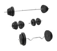 SKM Ensemble d'haltères et de res avec plaques 120 kg,Équipements Sportifs,Entraînement & Fitness,Haltérophilie,Poids Libres,122.49KG,3145032