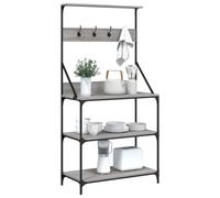 SKM Étagère de Boulangerie et Crochets 4 Niveaux Bois d'ingénierie,Ustensiles & Accessoires de Cuisine,Rangements de Cuisine,Range-ustensiles pour la Cuisine,Sonoma Gris,21.63KG,838961