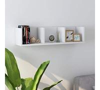 SKM Étagère Murale à CD Blanc 75x18x18 cm Aggloméré