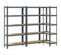 SKM Étagères de Rangement 5 Niveaux 3 pcs Acier Bois d'ingénierie,Entreprise & Industrie,Stockage Industriel,Étagères industrielles,Anthracite,39.5KG,3307594