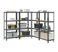 SKM Étagères de Rangement à 4 Niveaux 4 pcs Acier Bois d'ingénierie,Entreprise & Industrie,Stockage Industriel,Étagères industrielles,Anthracite,35.2KG,3307583