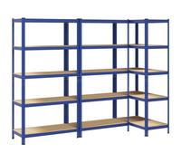 SKM Étagères de Rangement à 5 Niveaux 3 pcs Bleu,Entreprise & Industrie,Stockage Industriel,Étagères industrielles,Bleu,50.58KG,3307606