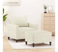 SKM Fauteuil avec Repose-Pied Crème 60 cm Velours,Meubles,Canapés,Crème,19.55KG,3201053