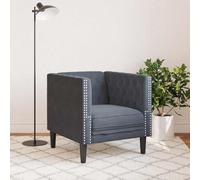 SKM Fauteuil Chesterfield Gris foncé 71 x 74.5 x 70.5 cm Velours,Meubles,Canapés,Gris,15.6KG,42013017