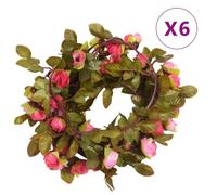 SKM Guirlandes de Fleurs de Noël 6 pcs Rose 215 cm,Maison & Jardin,Décorations,Couronnes et guirlandes,Rose,0.42KG,359061