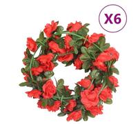 SKM Guirlandes de Fleurs de Noël 6 pcs Rouge 240 cm,Maison & Jardin,Décorations,Couronnes et guirlandes,Rouge,0.38KG,359069