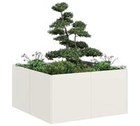 SKM Jardinière Blanc 80x80x40 cm Acier laminé à Froid,Maison & Jardin,Pelouses & Jardins,Jardinage,Pots & Cache-Pots,Blanc,9.8KG,860739