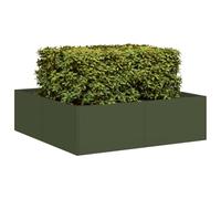 SKM Jardinière Vert Olive 100x100x30 cm Acier,Maison & Jardin,Pelouses & Jardins,Jardinage,Pots & Cache-Pots,Vert,10.15KG,860811