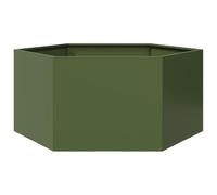 SKM Jardinière Vert Olive hexagone 104x90x45 cm Acier,Maison & Jardin,Pelouses & Jardins,Jardinage,Pots & Cache-Pots,Vert,9.13KG,851132