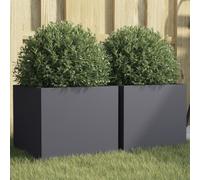 SKM Jardinières 2 pcs Anthracite 32x30x29 cm Acier,Maison & Jardin,Pelouses & Jardins,Jardinage,Pots & Cache-Pots,Anthracite,4.82KG,841540