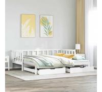 SKM Lit de Jour avec gigogne et tiroirs sans Matelas Blanc 90x190cm,Meubles,Lits & Accessoires,Lits & Cadres de lit,Blanc,39.2KG,3302194