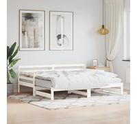 SKM Lit de Jour et lit gigogne sans Matelas 90x190 cm Bois Massif,Meubles,Lits & Accessoires,Lits & Cadres de lit,Blanc,30KG,836154