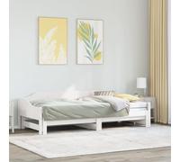SKM Lit de Jour et lit gigogne sans Matelas 90x200 cm Bois Massif,Meubles,Lits & Accessoires,Lits & Cadres de lit,Blanc,31.4KG,850906