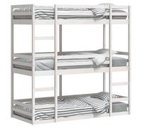 SKM Lit superposé Triple sans Matelas 75x190 cm Bois de pin Massif,Meubles,Lits & Accessoires,Lits & Cadres de lit,Blanc,61.7KG,3284261
