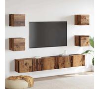 SKM Meuble TV 6 pcs Marron 200 x 30 x 30 cm Bois d'ingénierie,Meubles,Meubles TV,Marron,50.75KG,3393456