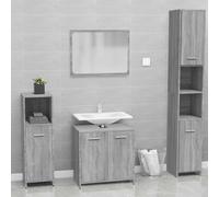 SKM Meubles de Salle de Bain Sonoma Gris Bois d'ingénierie,Meubles,Ensembles de Meubles,Ensembles de mobilier pour salles de Bains,Gris,16.7KG,815529
