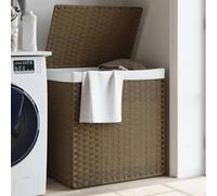 SKM Panier à Linge avec 2 Sections 53x35x57 cm résine tressée,Maison & Jardin,Produits ménagers,Produits de blanchisserie,Paniers à Linge,Brun,4KG,372034