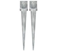 SKM Piquets au Sol 2 pcs argenté 14x14x91 cm Acier galvanisé,Quincaillerie,Accessoires de quincaillerie,Piquets de Sol,6.37KG,145427