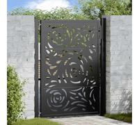 SKM Portail de Jardin Noir 105x130 cm Acier Conception de Flamme,Quincaillerie,Clôtures & rières,Portillons,Noir,20.45KG,4100990