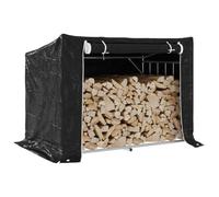 SKM Portant de Bois de Chauffage et Housse de Pluie Acier galvanisé,Maison & Jardin,Accessoires pour cheminées & poêles à Bois,Sacs & paniers à bûches,Noir,15.65KG,4104943
