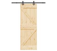 SKM Porte coulissante et kit de quincaillerie 70x210 cm pin Massif,Quincaillerie,Matériaux de Construction,Portes,Brun,25.97KG,3332628
