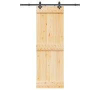 SKM Porte coulissante et kit de quincaillerie 70x210 cm pin Massif,Quincaillerie,Matériaux de Construction,Portes,Brun,23.97KG,3332676