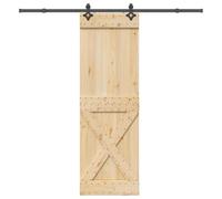 SKM Porte coulissante et kit de quincaillerie 70x210 cm pin Massif,Quincaillerie,Matériaux de Construction,Portes,Brun,27.14KG,3332778