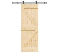 SKM Porte coulissante et kit de quincaillerie 70x210 cm pin Massif,Quincaillerie,Matériaux de Construction,Portes,Brun,25.31KG,3332616