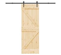 SKM Porte coulissante et kit de quincaillerie 70x210 cm pin Massif,Quincaillerie,Matériaux de Construction,Portes,Brun,27.21KG,3332646