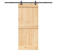 SKM Porte coulissante et kit de quincaillerie 90x210 cm pin Massif,Quincaillerie,Matériaux de Construction,Portes,Brun,31.14KG,3332685